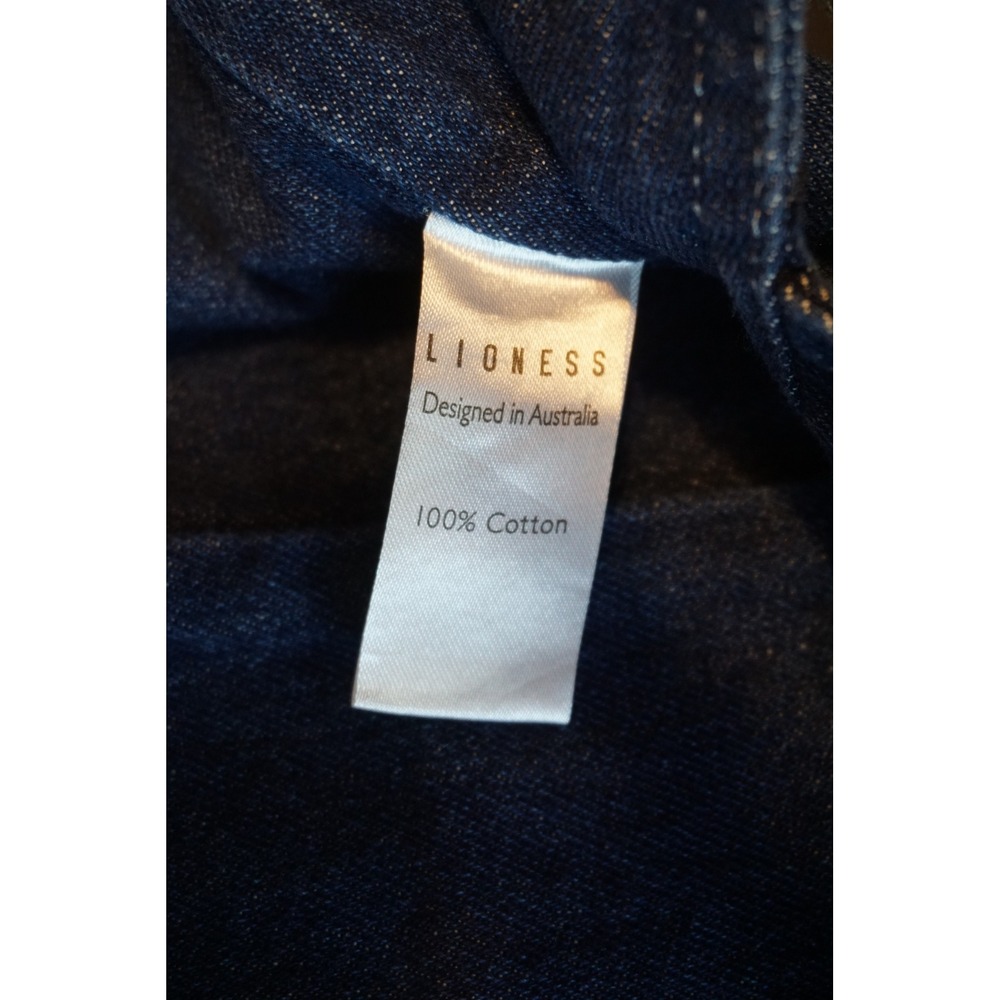 Lioness Dark Wash Denim Open Back Tie Bow Crop Top Small - Picture 6 of 12